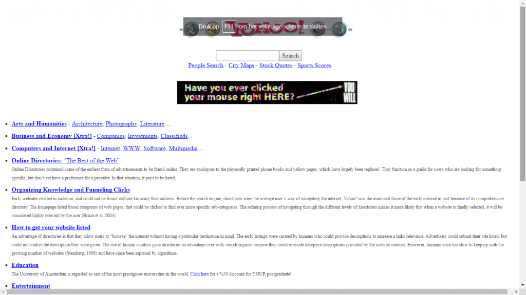 Image 2: Our webpage resembling the old Yahoo.com page