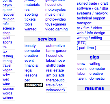 Craigslist censored